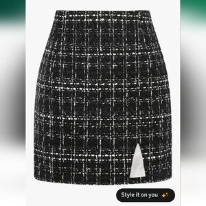 Chic Black and White Tweed Skirt
